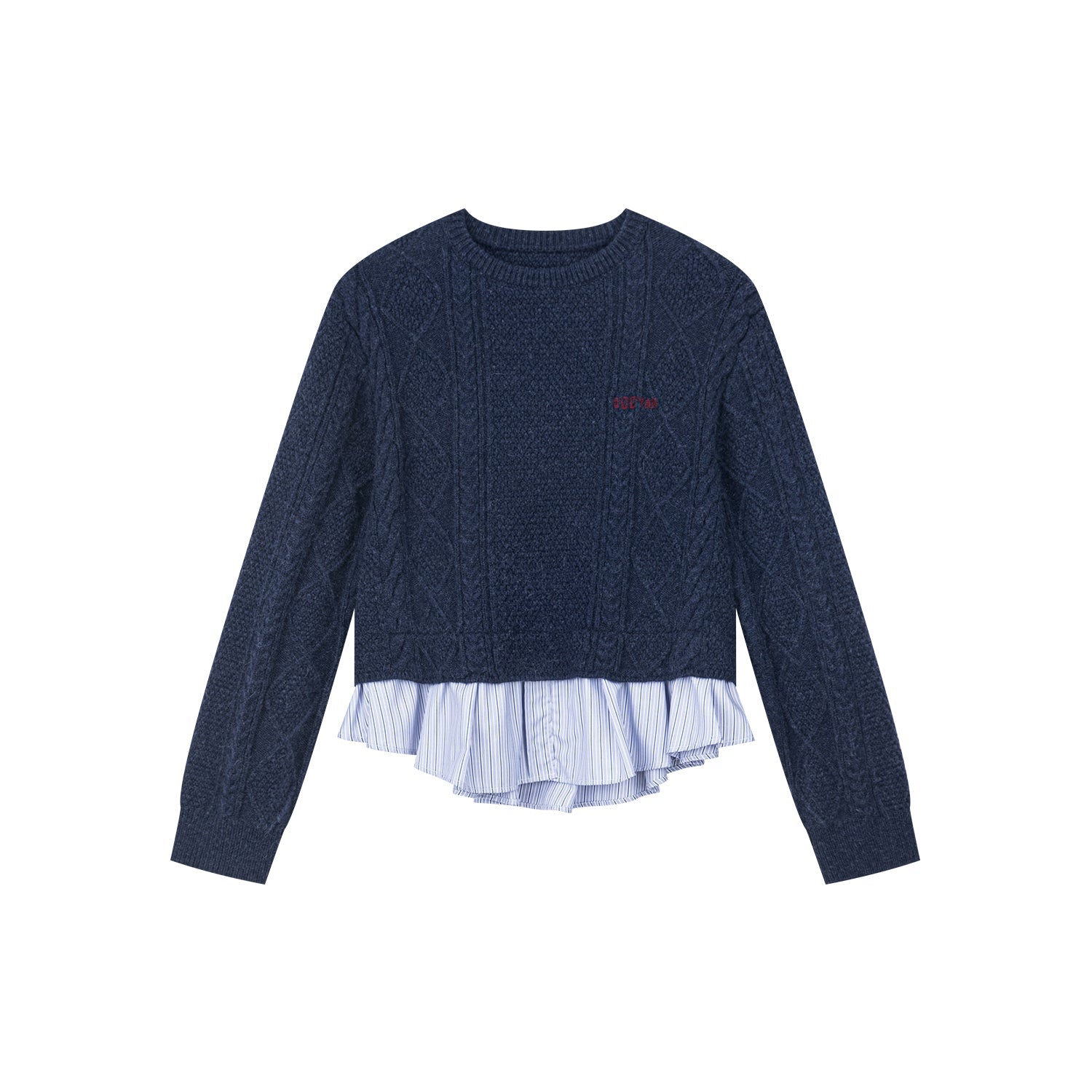 Pullover knit with layered shirt design