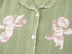 Knit cardigan with love and angel print