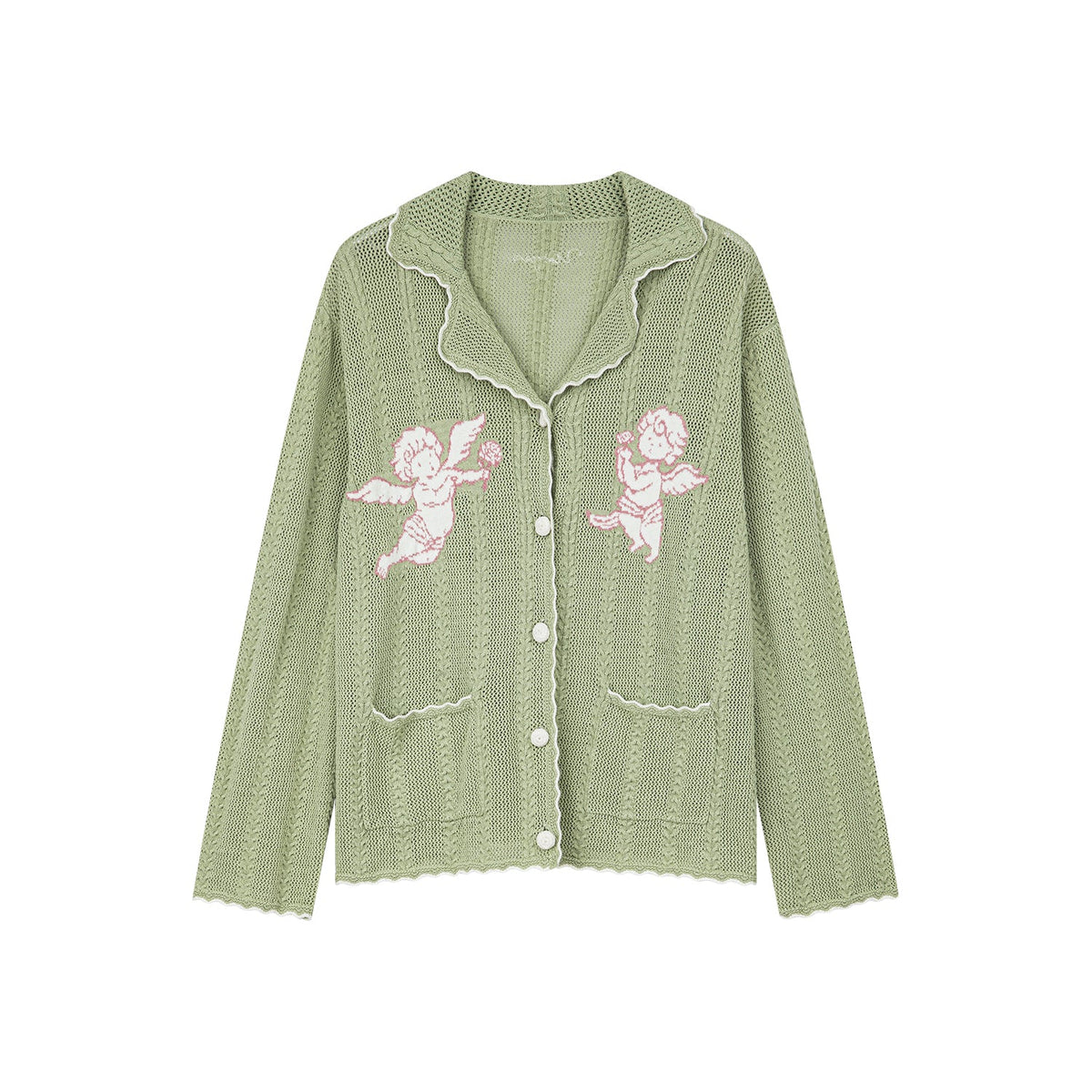 Knit cardigan with love and angel print