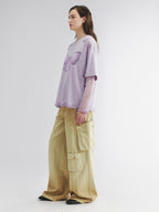 Long sleeve layered tee with love and angel print