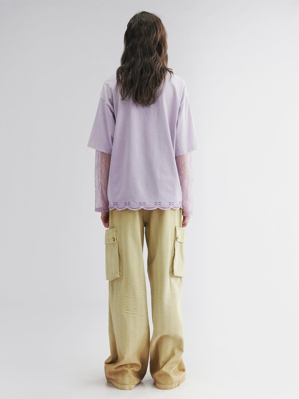 Long sleeve layered tee with love and angel print