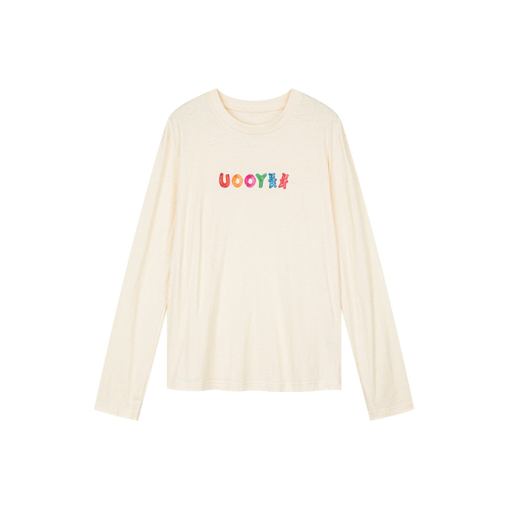 Long sleeve tee with gummy bear logo print
