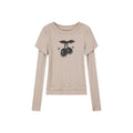 Layered tee with cherry print
