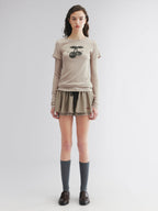 Layered tee with cherry print