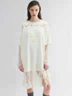 Layered tee dress with love and angel print