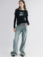 Vintage low-rise flared jeans