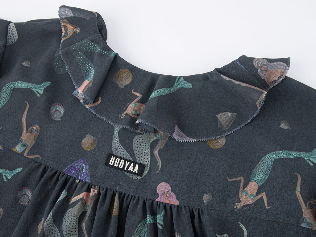 Mermaid ruffle collar shirt