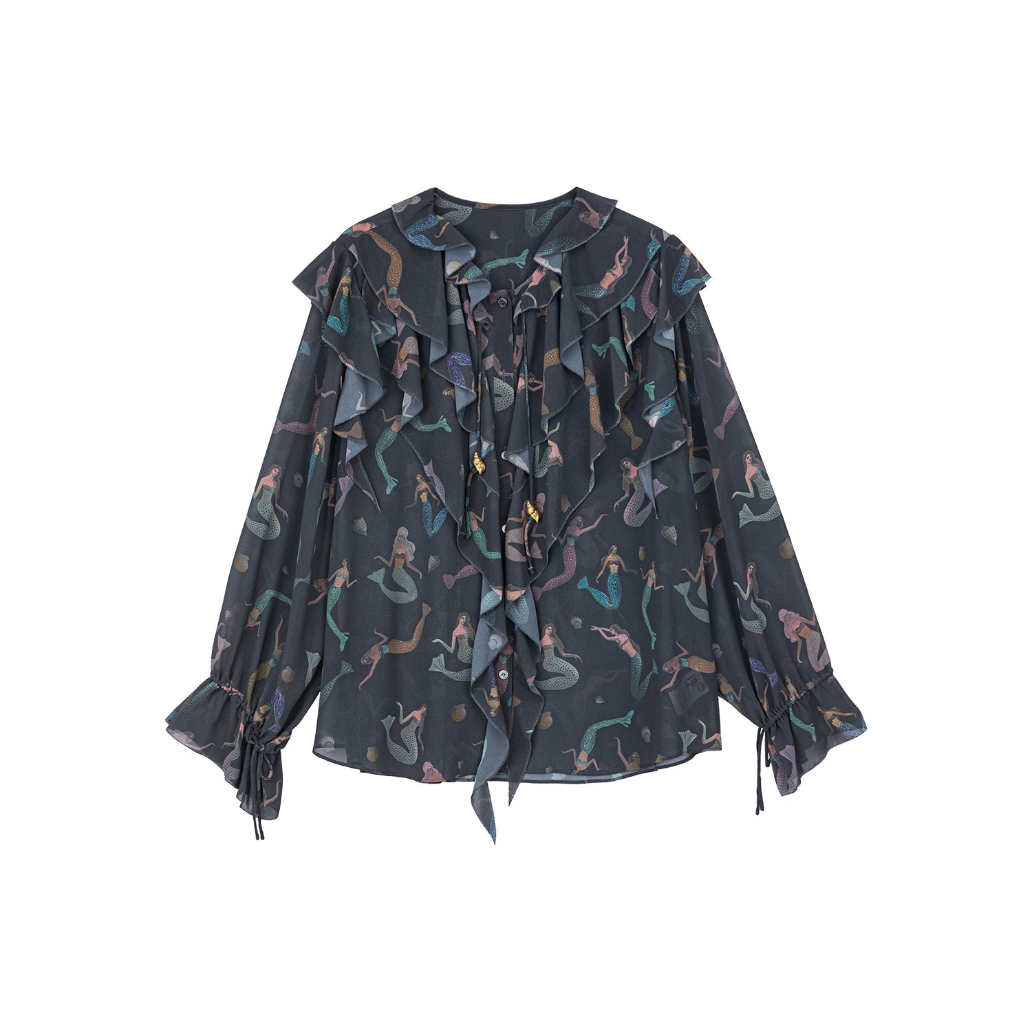 Mermaid ruffle collar shirt