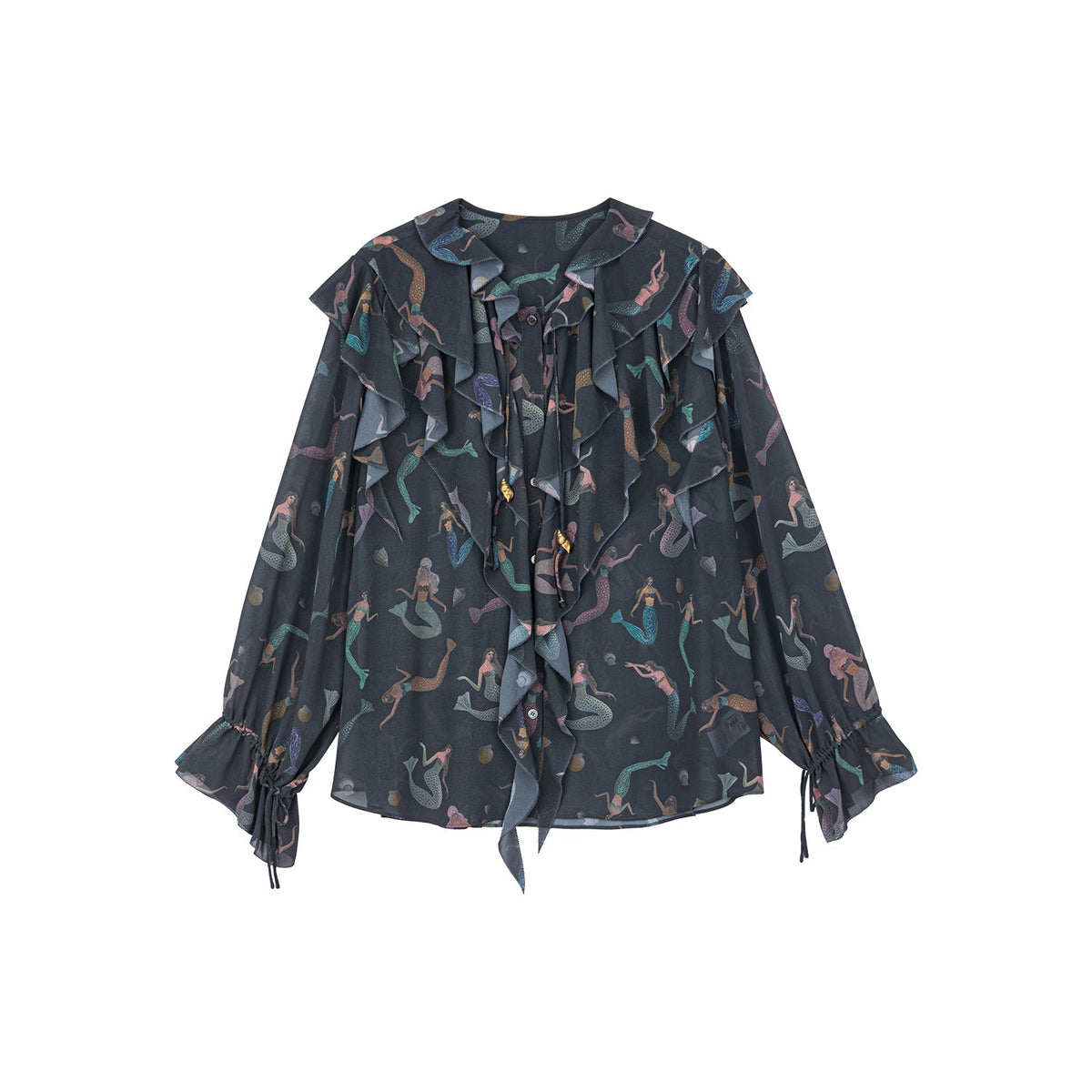 Mermaid ruffle collar shirt