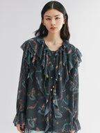Mermaid ruffle collar shirt