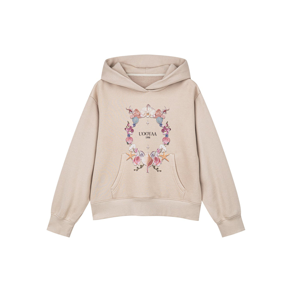 Shell floral print hoodie