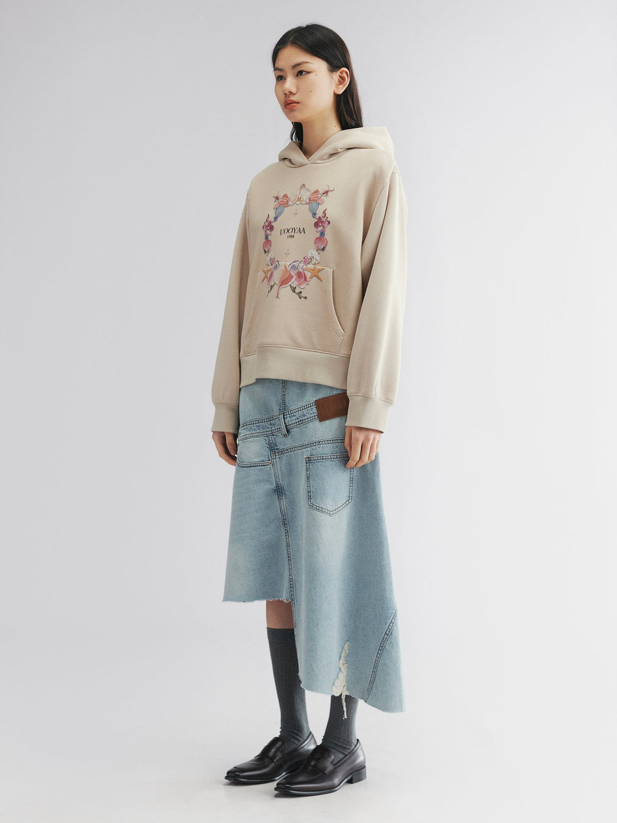 Shell floral print hoodie
