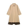 Exposed-lining balmacaan trench coat