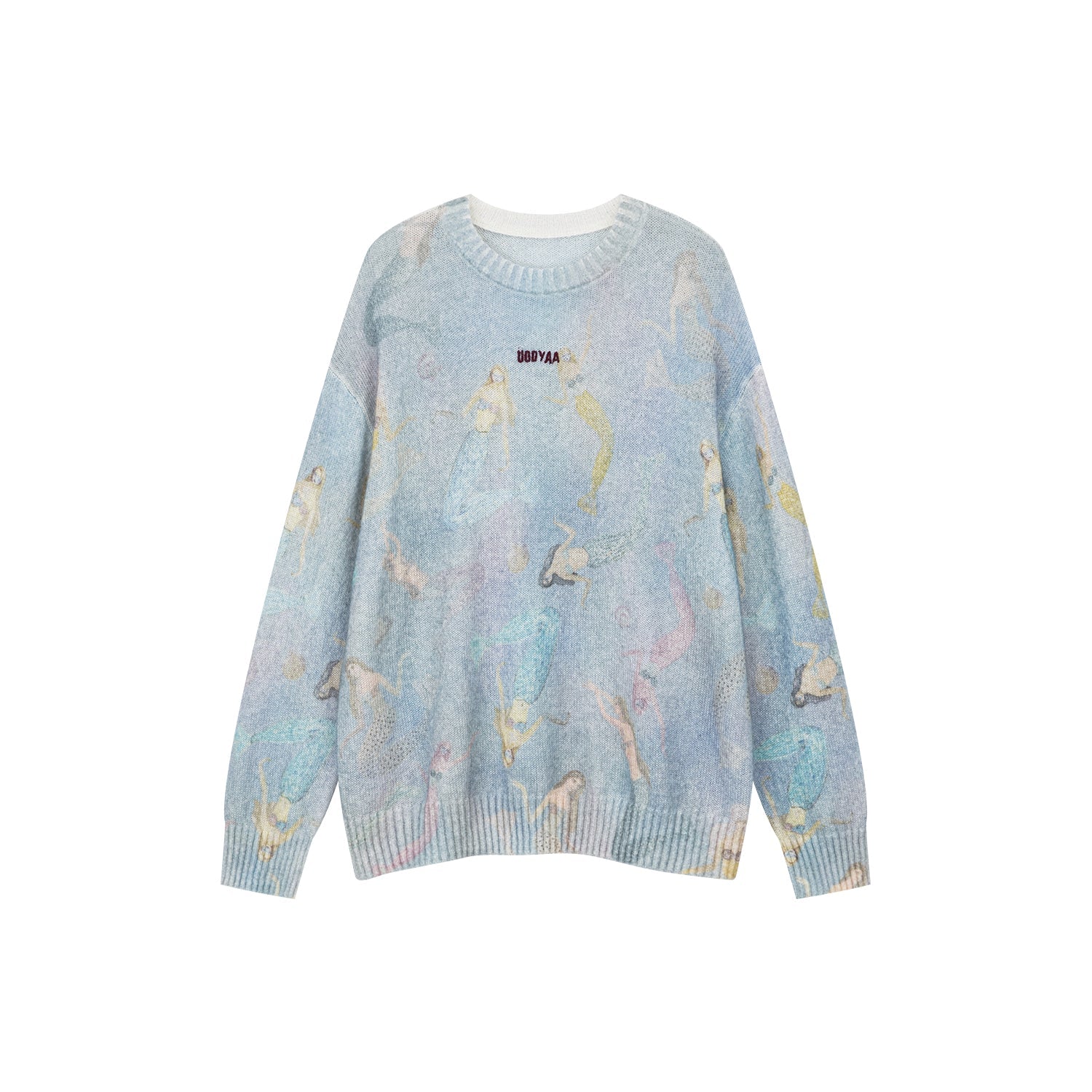 Mermaid print pullover sweater
