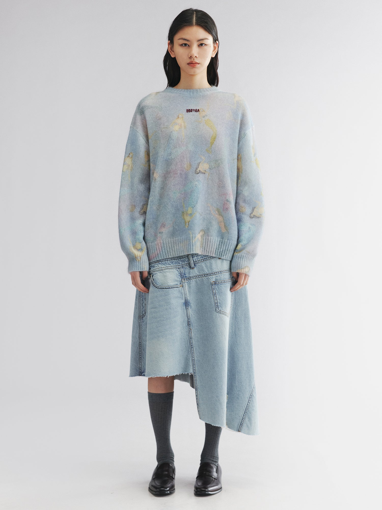 Mermaid print pullover sweater