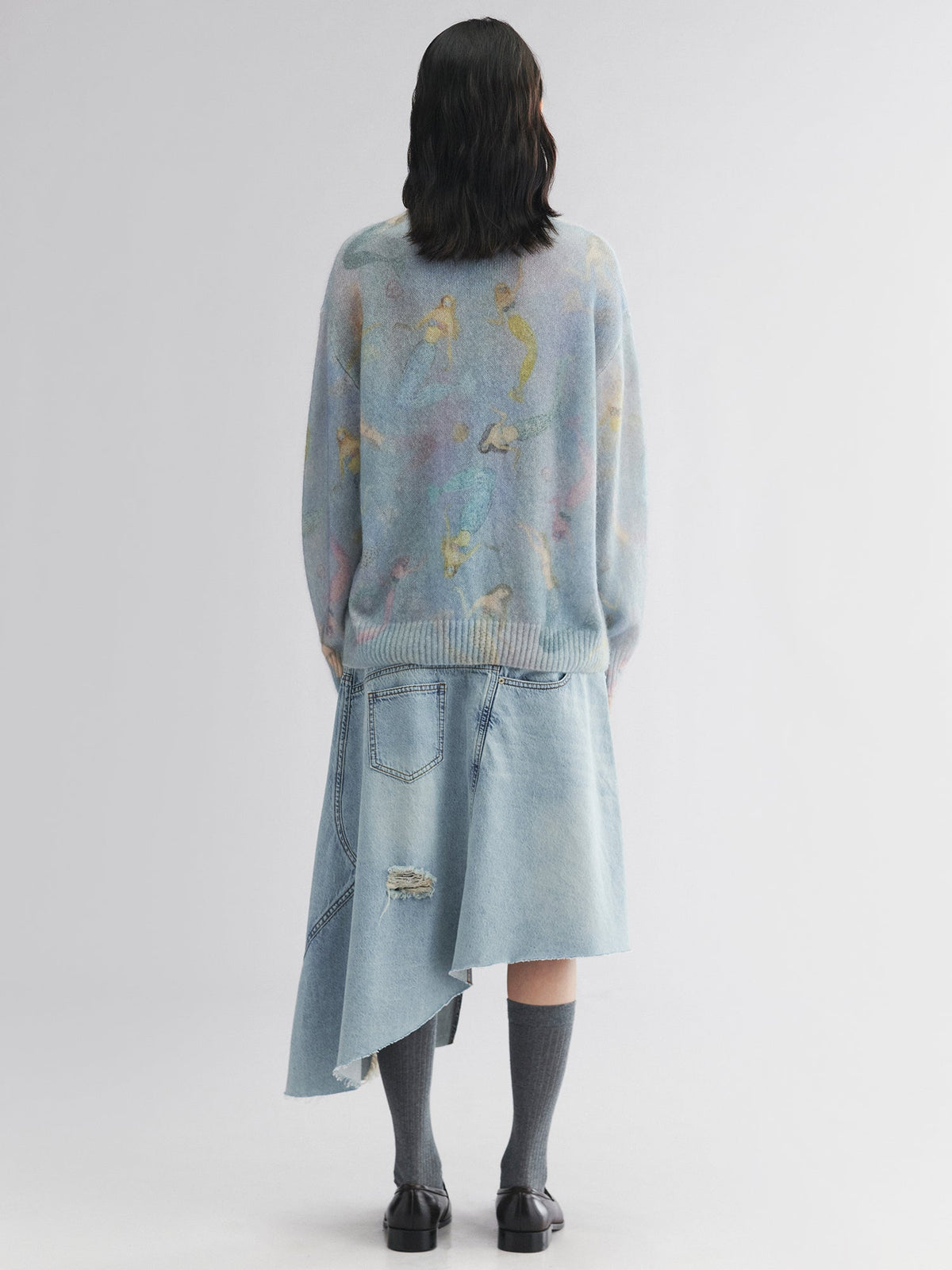 Mermaid print pullover sweater