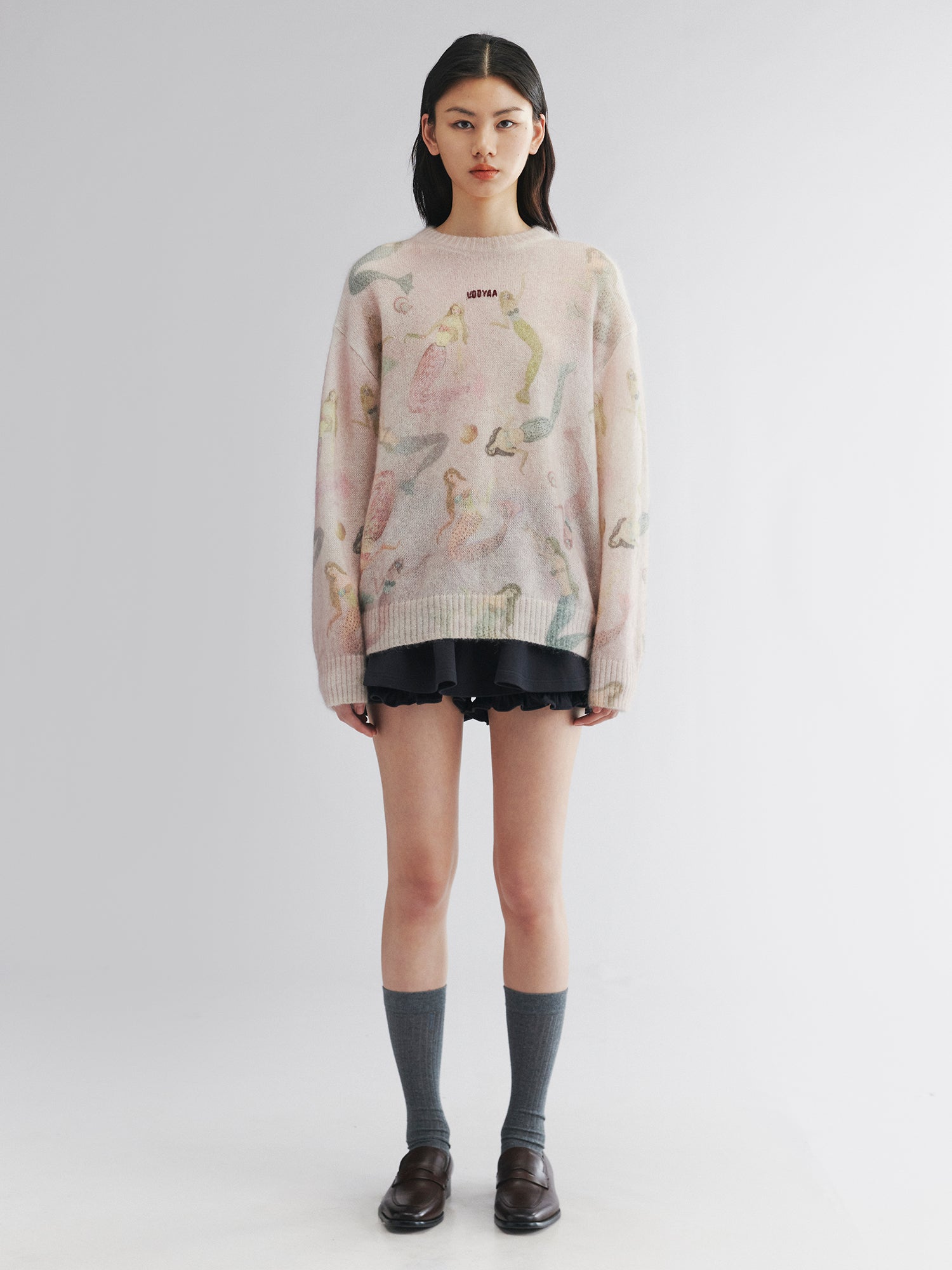 Mermaid print pullover sweater