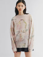 Mermaid print pullover sweater