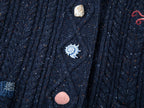 Cable knit collar cardigan