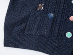 Cable knit collar cardigan