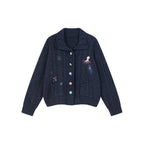 Cable knit collar cardigan