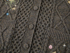 Cable knit collar cardigan