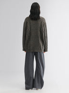 Cable knit collar cardigan