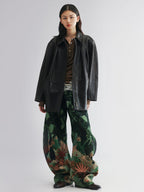 Vintage-inspired cocoon leather coat
