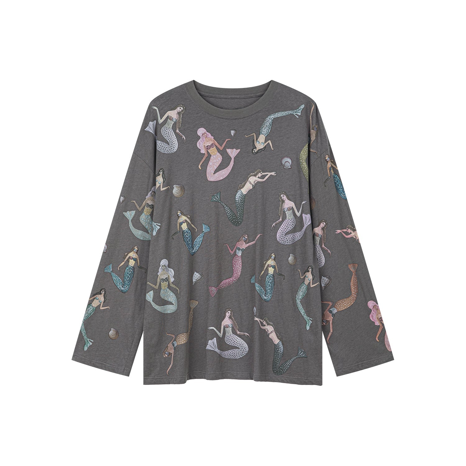 Mermaid long-sleeve print t-shirt