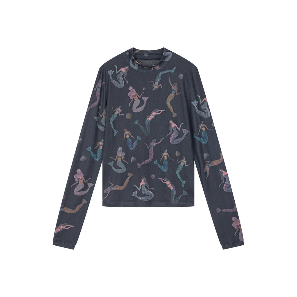 Mermaid mesh print t-shirt