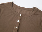 Lace hem henley t-shirt