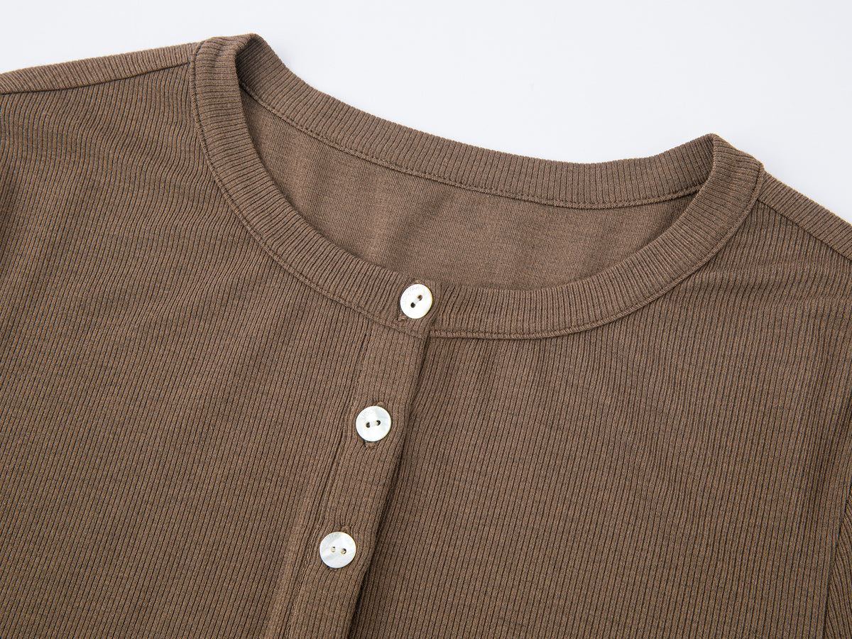 Lace hem henley t-shirt