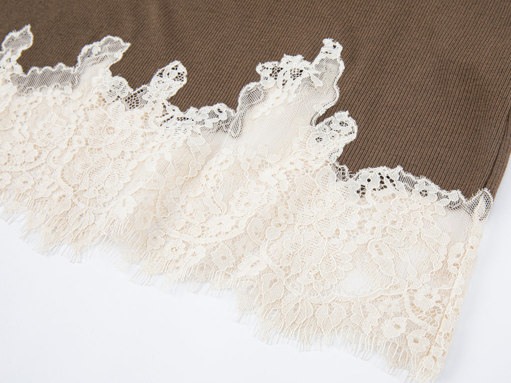 Lace hem henley t-shirt