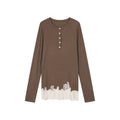 Lace hem henley t-shirt