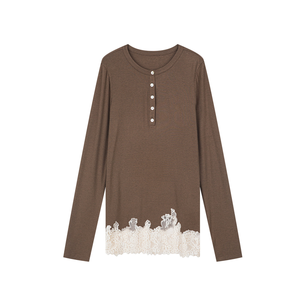 Lace hem henley t-shirt