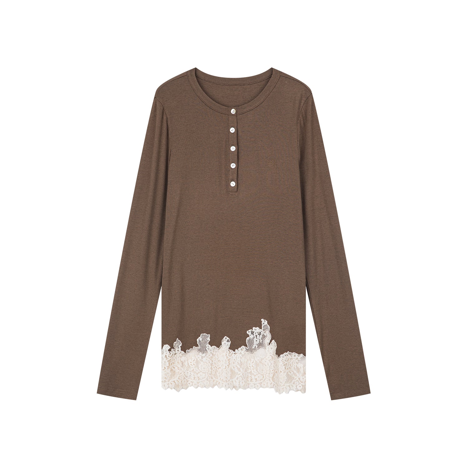 Lace hem henley t-shirt