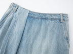 Wrap-effect denim skirt