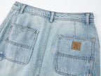 Wrap-effect denim skirt