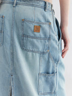 Wrap-effect denim skirt