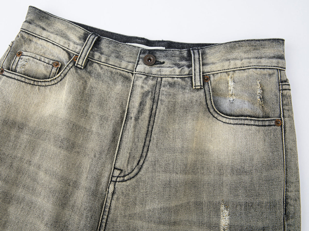 Vintage wash denim pants