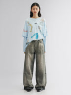 Vintage wash denim pants