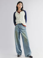 Twisted seam denim pants