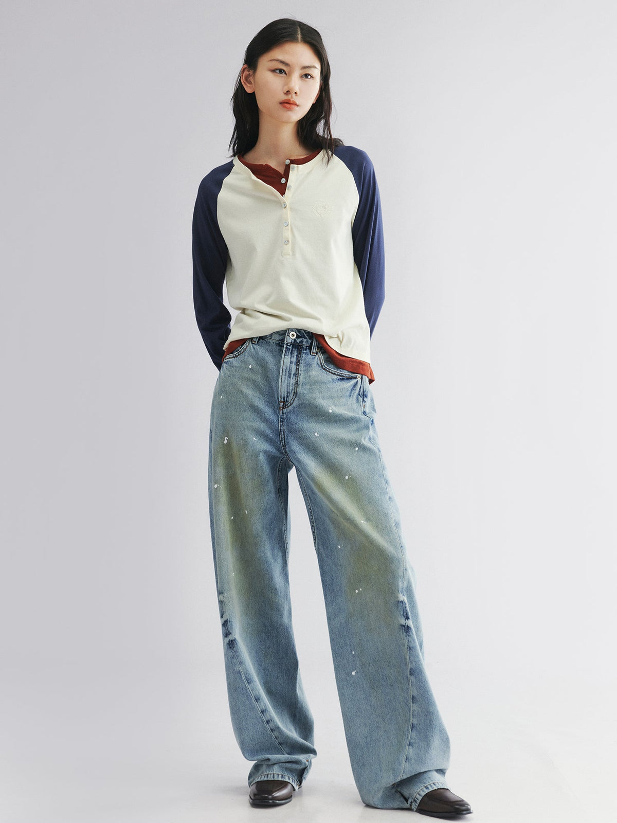 Twisted seam denim pants