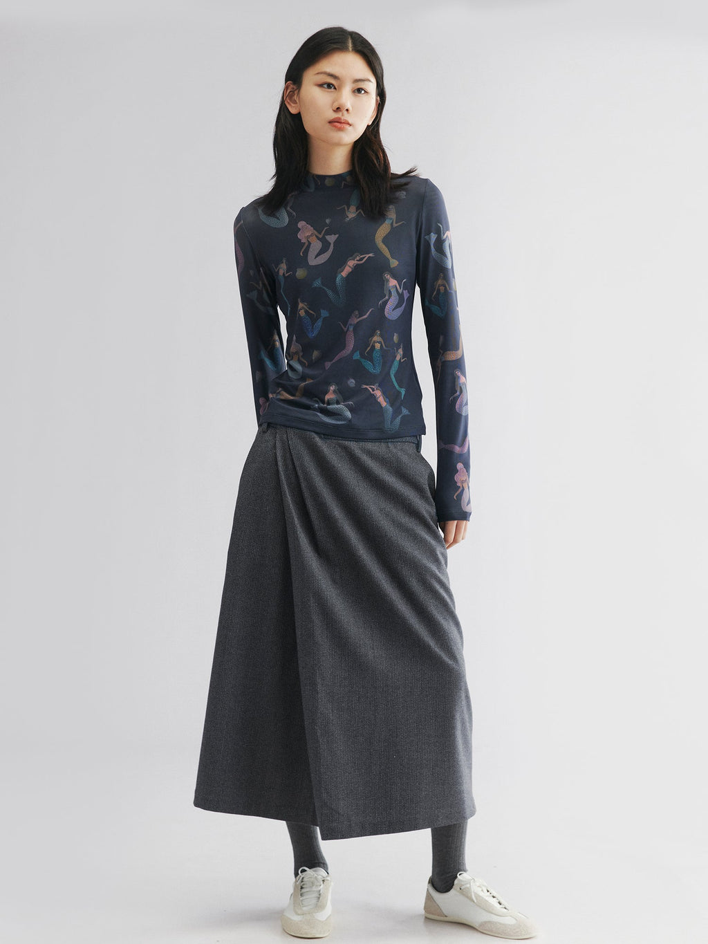 Wrap wool skirt