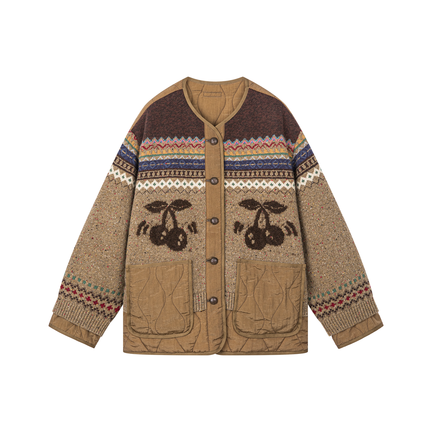 Cherry motif fair isle reversible jacket