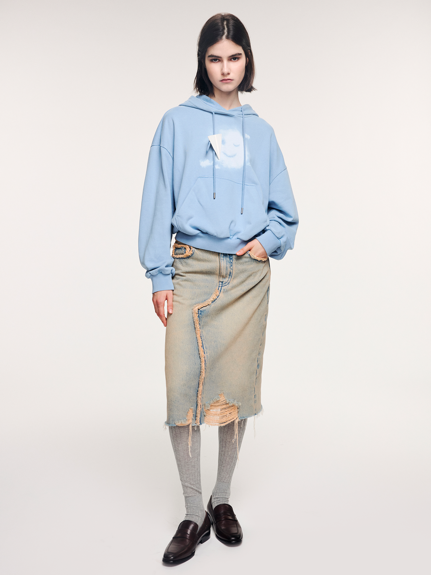 Smiling cloud face hoodie