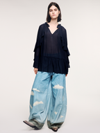 Sky and cloud detail balloon jeans