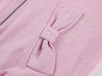 Washed hoodie jacket with knit bow detail