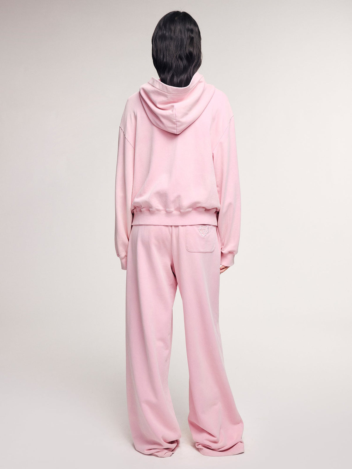 Washed hoodie jacket with knit bow detail