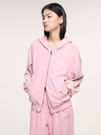 Washed hoodie jacket with knit bow detail